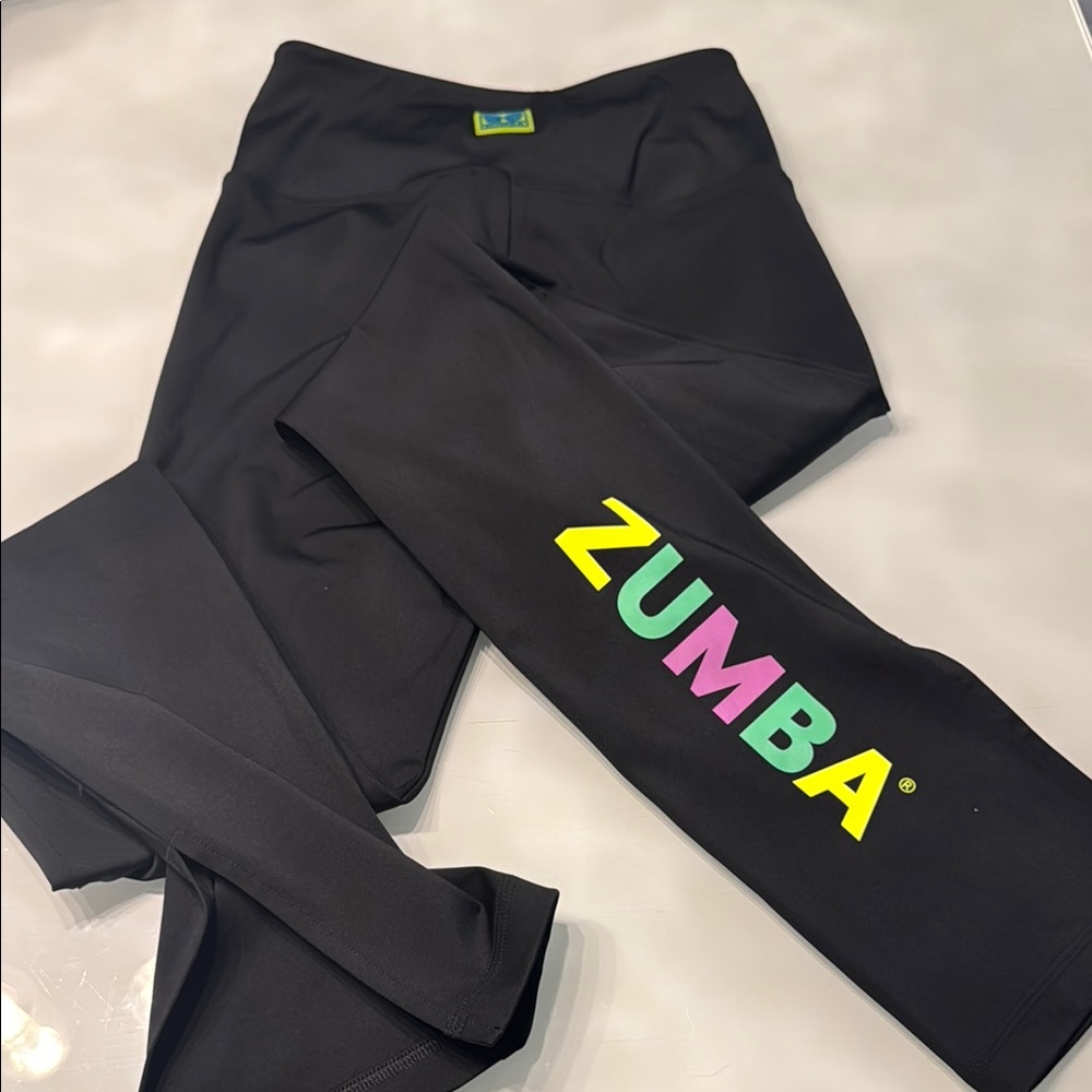 Zumba Fitness Black Leggings with Neon Logo